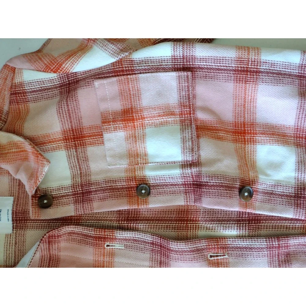 Old Navy Girls XL‎ Plaid Flannel Shirt Jacket Shacket Pink Orange White